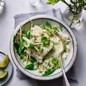 Coconut and lime fish and rice