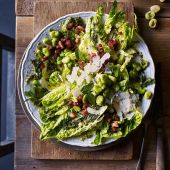 Broad bean, pancetta and mint salad