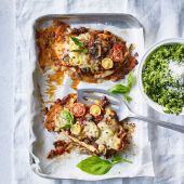 Pizza-topped chicken with broccoli smash