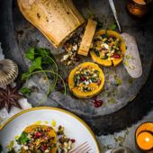 Jewelled stuffed butternut squash