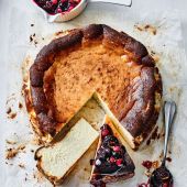 Burnt Basque cheesecake with sangria compote 