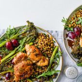 Roast chicken, grapes and grains bowl