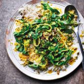 Coconut-braised spring greens