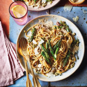 Asparagus and porcini spaghetti
