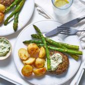 Salsa verde lamb burgers