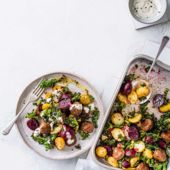 Scandi meatball traybake