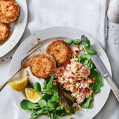 Tuna patties with nutty slaw