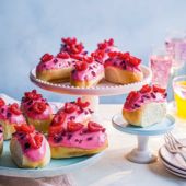 Raspberry and rose iced buns