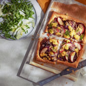 Wensleydale and apple tart with salad 