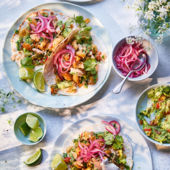 Tuna and crispy bean tacos