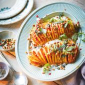Hasselback roast squash with whipped feta