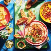 Creamy bean dip with crispy tapas topping