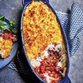 Creamy cheesy puy lentil gratin