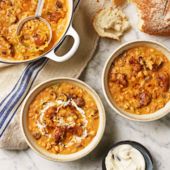 Sausage, pale-ale and bean soup