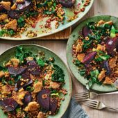 Warm beetroot and spelt salad with toasted seeds