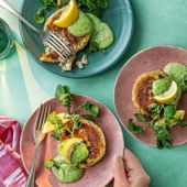 Mackerel bean cakes with watercress mayo