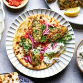 Fish kebabs with preserved lemons