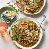 Risotto with mushrooms and speck