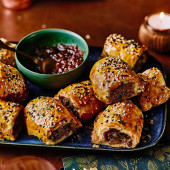 Blue cheese and pickled walnut sausage rolls