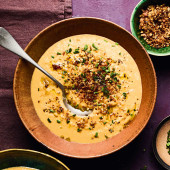 Creamy chestnut and roast veg soup