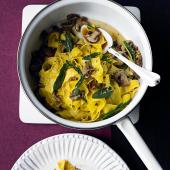 Pappardelle with mushroom ragu and crispy sage