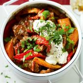 Spicy jerk pork and sweet potato casserole