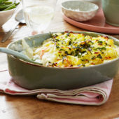 Fish pie with parsley rosti topping