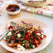 Slow-roast lamb with feta, peppers and dill
