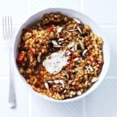Tomato and rosemary pearl barley risotto