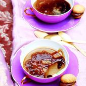 Coffee panna cotta with coffee caramel sauce 