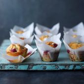 Raspberry and passionfruit muffins