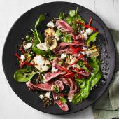 Puy lentils with steak and feta