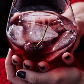 Cherry cheer cocktail with toffee cherries