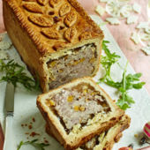 Raised pork, rosemary and apricot pie