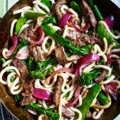 Beef and udon stir-fry 