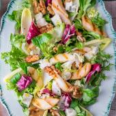 Gorgonzola and pear salad with caramelised walnuts and radicchio
