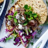 Swedish-style beef patties with apple slaw