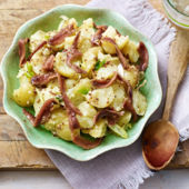 Warm potato and anchovy salad