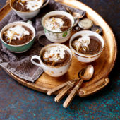 Mushroom and chestnut soup with truffle oil  