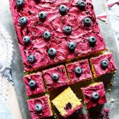 Lime and blueberry poke cake