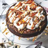 Nutella and salted caramel soufflé cake