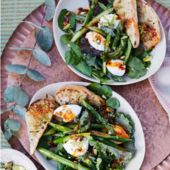 Chargrilled asparagus, pistachio and ricotta salad
