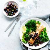 Grilled salmon with blueberry-lime salsa