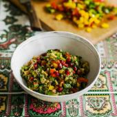 Smoked aubergine salad