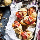 Nutty apple pittas with tahini ice cream