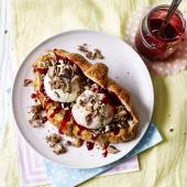 Peanut butter and jelly ice cream croissant sandwich