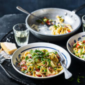 Chorizo and tomato tagliatelle 