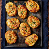 Welsh rarebit-loaded potato skins 