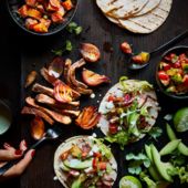 Seared steak taco board