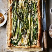 Charred spring onion and ricotta tart